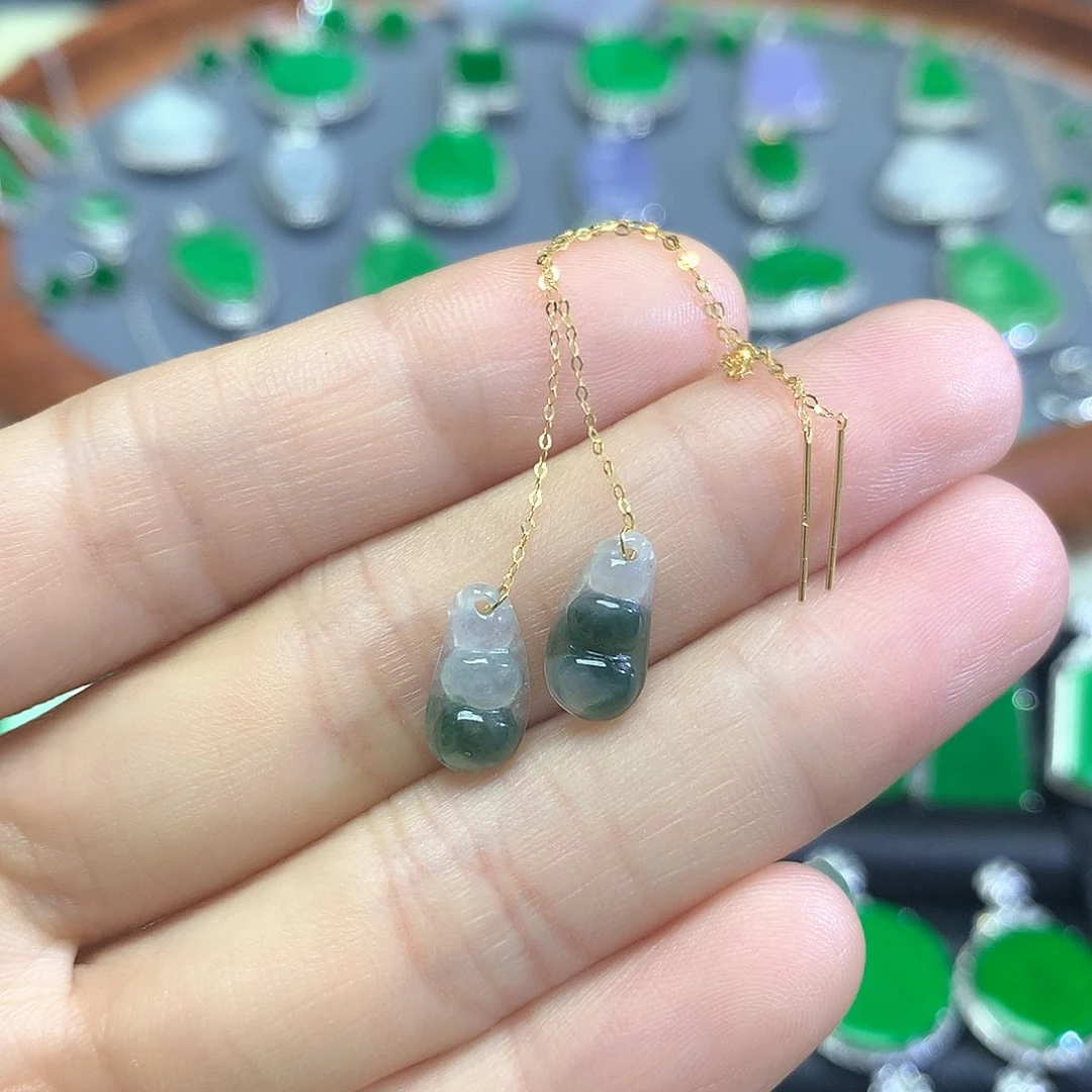 18K金镶嵌翡翠耳饰耳饰