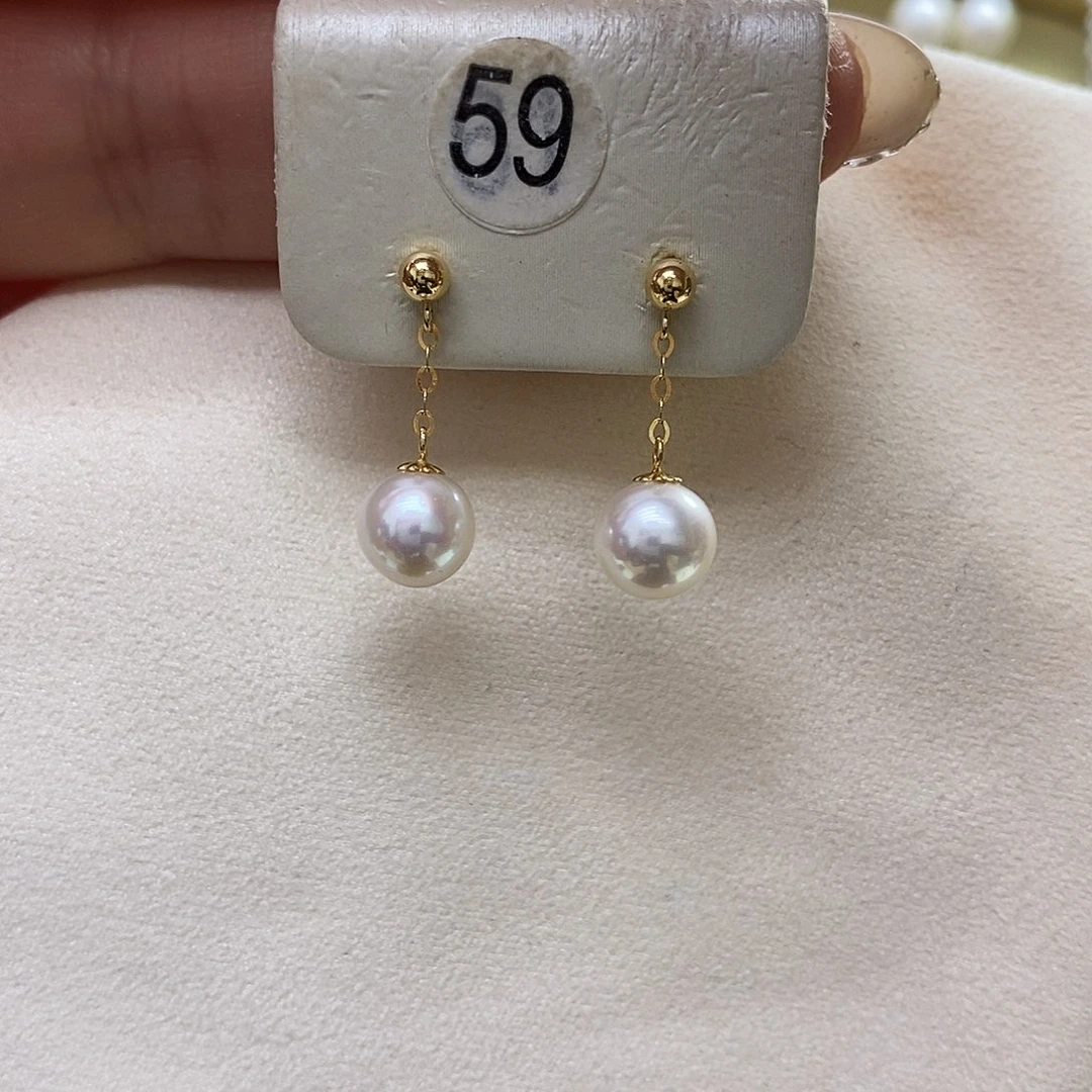 18K金镶嵌耳饰淡水珍珠