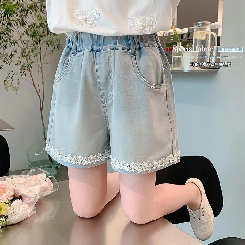 女童牛仔裤夏季洋气薄款短裤2025女中大童休闲时髦五分裤夏装裤子