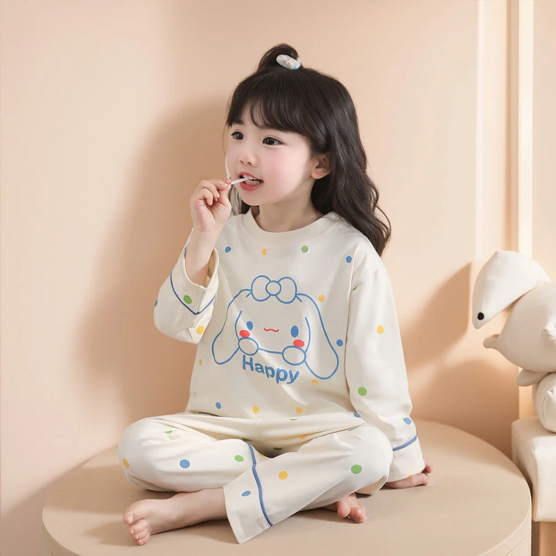女童睡衣春秋款纯棉2025新款女孩宝宝春季长袖小狗套装儿童家居服