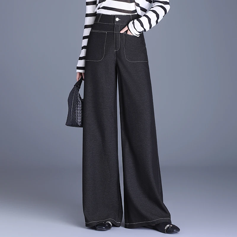 宽松休闲牛仔裤2025春秋新款高腰显瘦时尚长裤百搭遮肉显瘦裤女