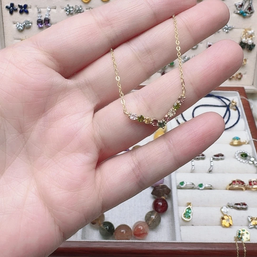 碧玺颈饰银S925镶嵌吊坠917