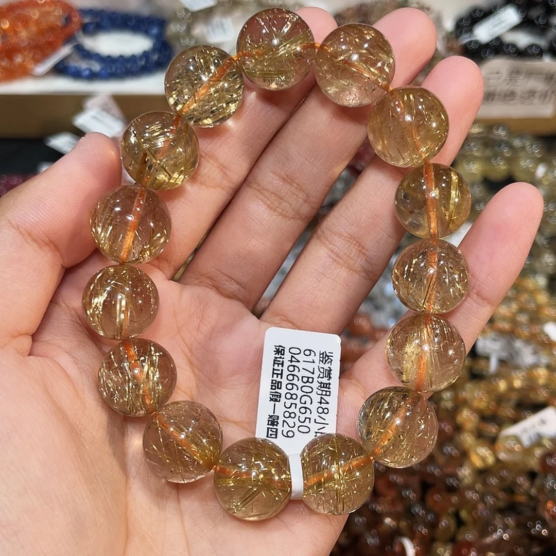 文***ॐ发晶未镶嵌手链发晶14.5mm