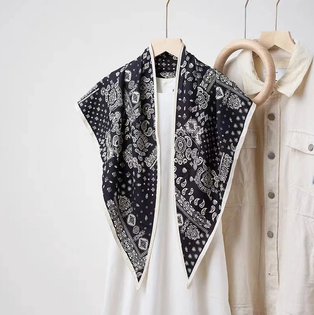 2025旅游丝巾防晒135*85cm双面三角巾百搭可系腰丝巾配饰小腰果