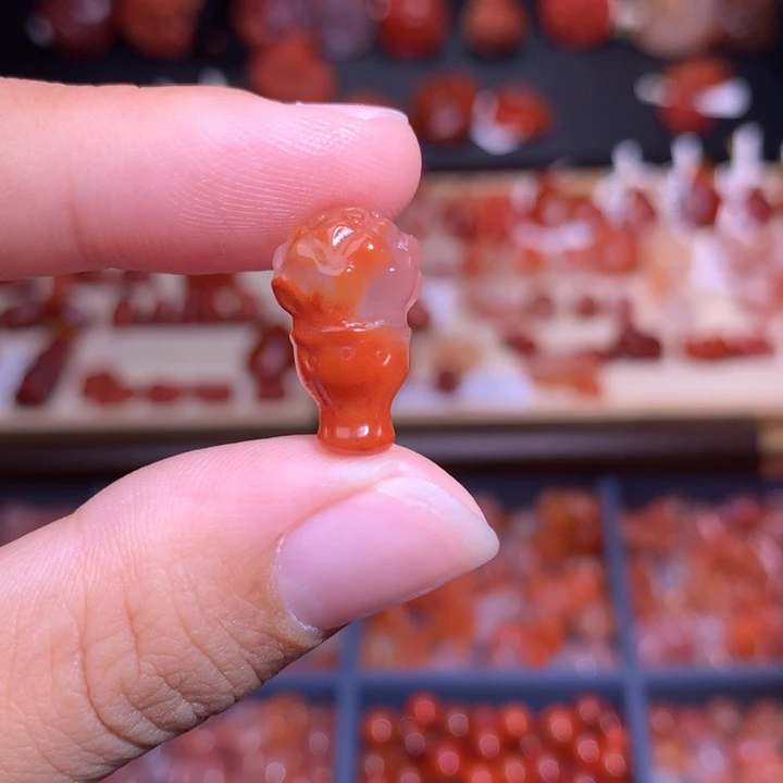 南红玛瑙未镶嵌珠宝半成品莲花三通