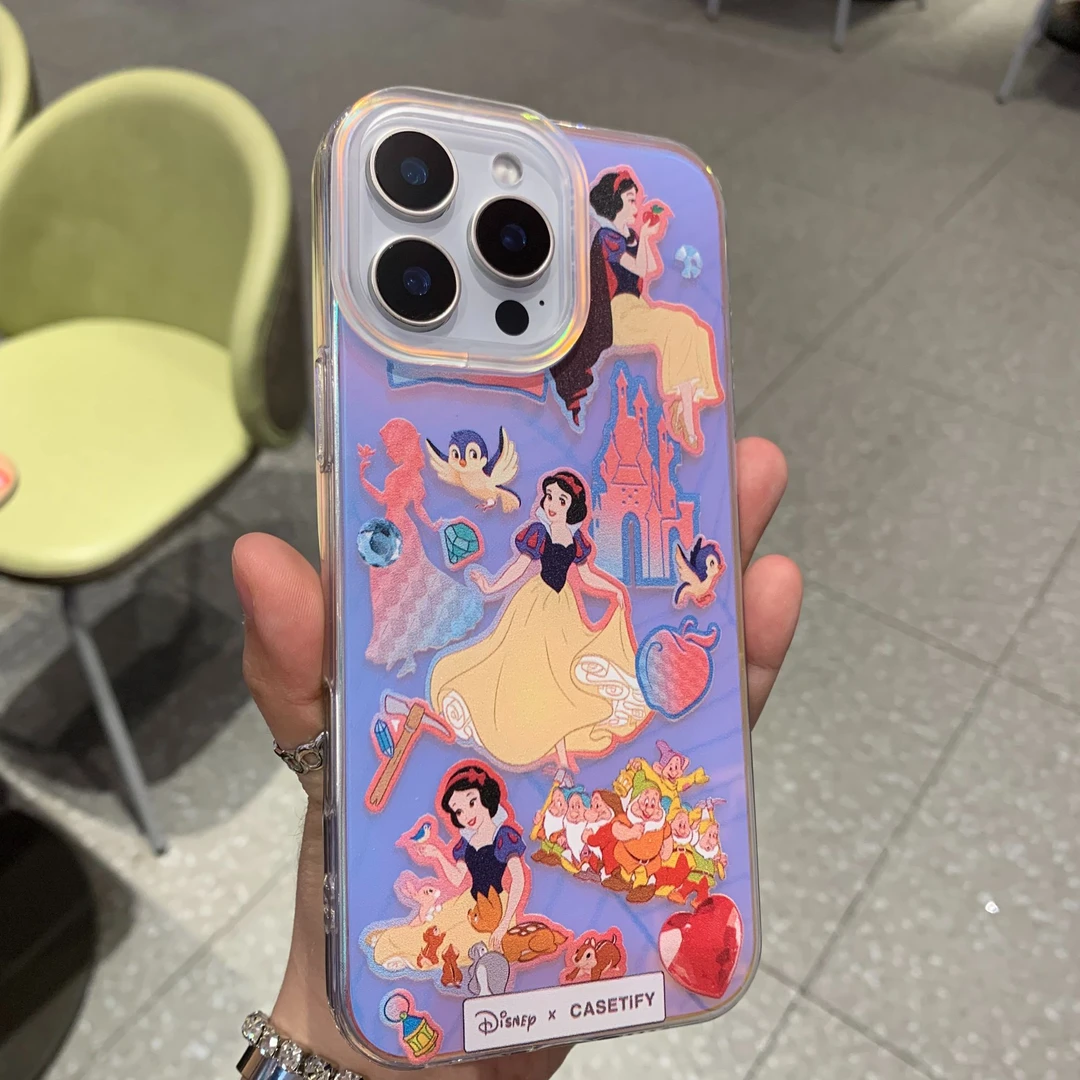 白雪公主贴图适用苹果16/15/14手机壳iPhone13高透镭射12防摔11女