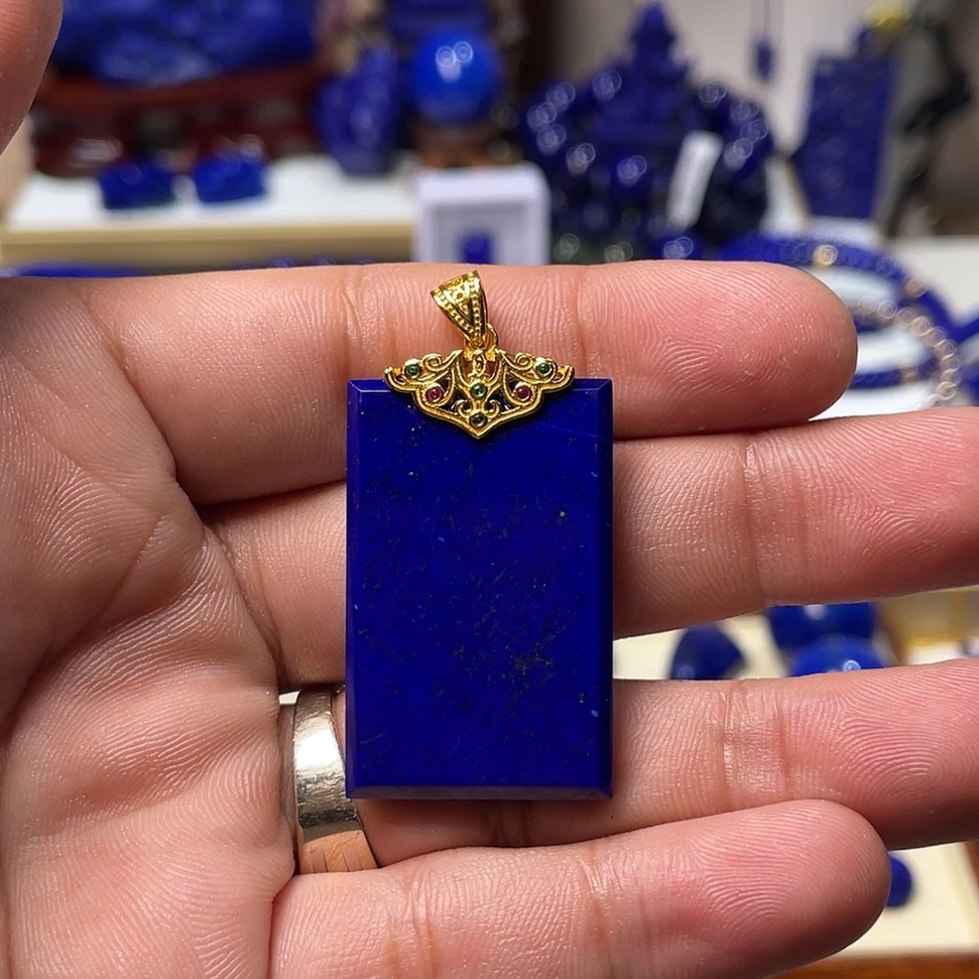 砥****青金石银S925镀金镶嵌无事牌