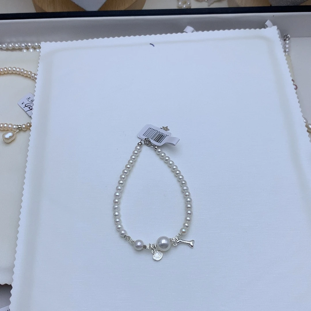 银S925镶嵌手绳淡水珍珠