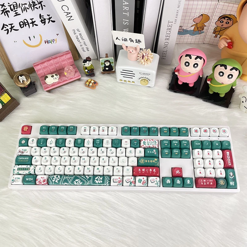 麻将机械键盘有线全键热插拔客制化98/108键三模无线键盘办公红轴