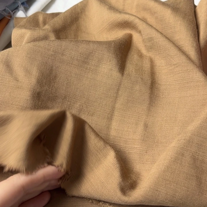 棉混纺卡其色麻棉2米