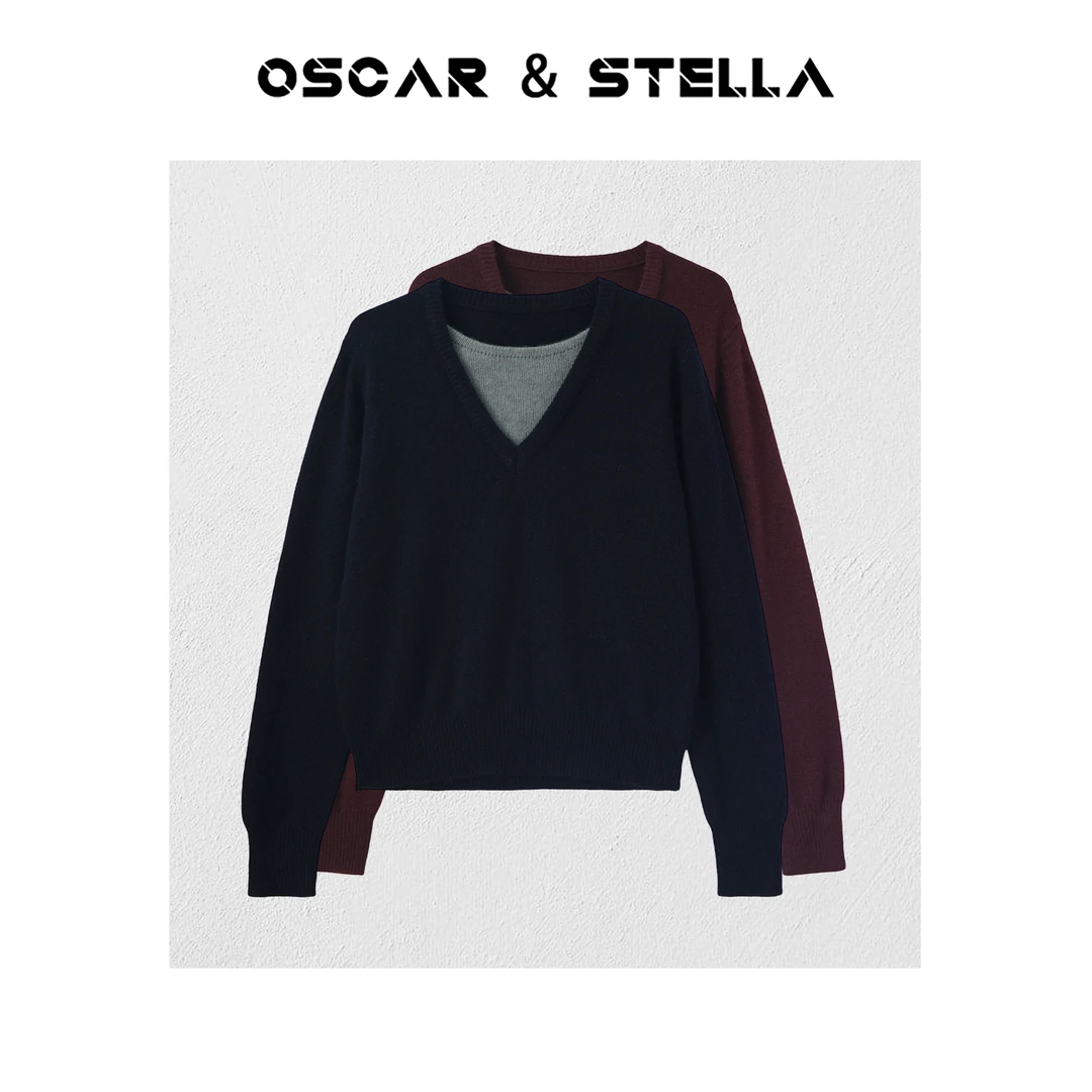OSCAR&STELLA【丁香】长袖时尚针织衫休闲秋假两件冬毛衣34-9171