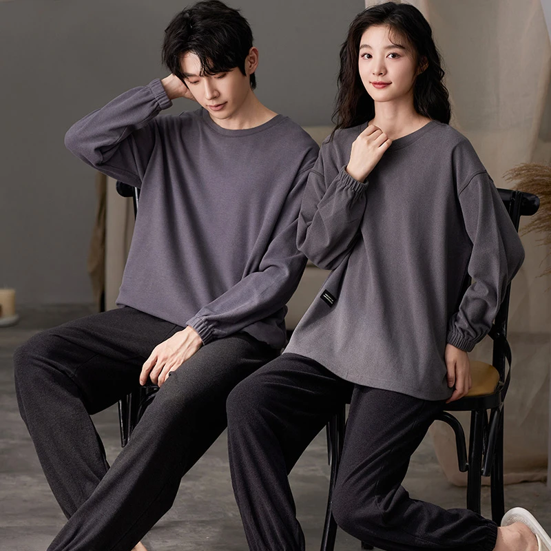 情侣睡衣德绒保暖长袖长裤2025秋冬季新款简约休闲男女家居服套装