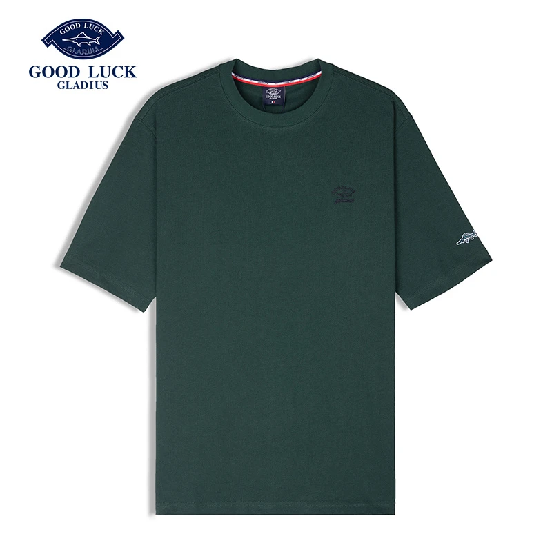 德鲨鲨鱼新款夏季男士简约短袖冰爽水柔棉休闲圆领T恤-WY23透气