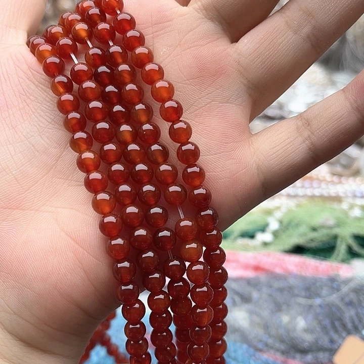 未镶嵌玛瑙/玉髓珠宝半成品一条6mm左右红玛瑙