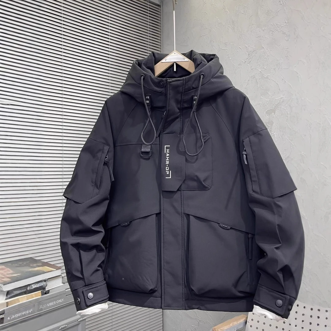 2025年新款防寒服羽绒服男士新款冬季休闲连帽时尚保暖加厚工装外