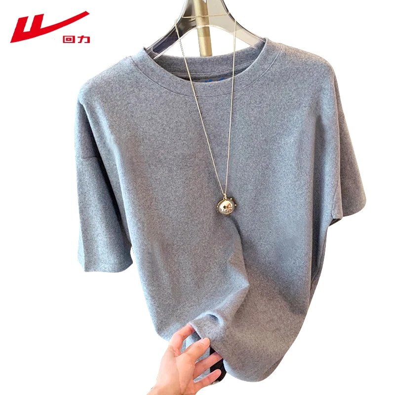 回力短袖t恤女美式潮牌百搭港风休闲纯棉上衣服春夏秋季体恤纯色