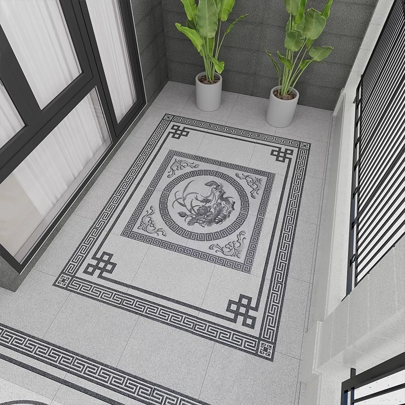 别墅庭院花园入户拼花地砖1.8米户外院子地铺石拼花露台阳台地砖