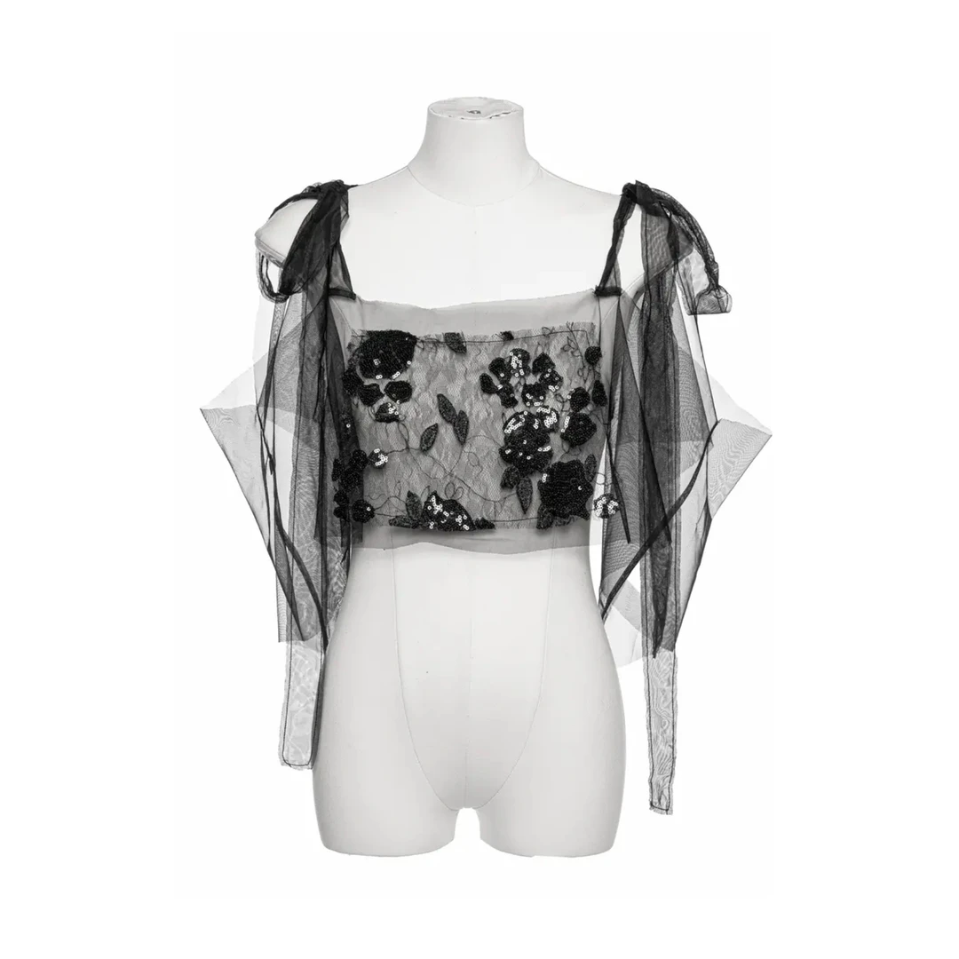 设计师时尚气质秋季蕾丝吊带背心上衣打底衫 【虚线仙】    X2185