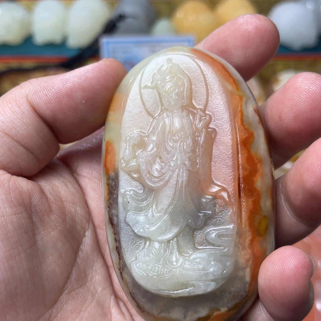 石材天然方解石手把件不退换