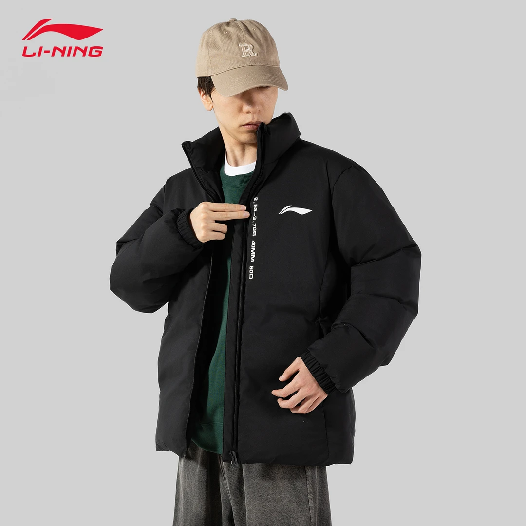李宁短款棉服男款2025新款黑色立领运动服加厚保暖外套防风上衣