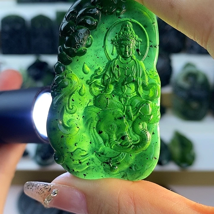 蛇纹石玉未镶嵌普贤菩萨