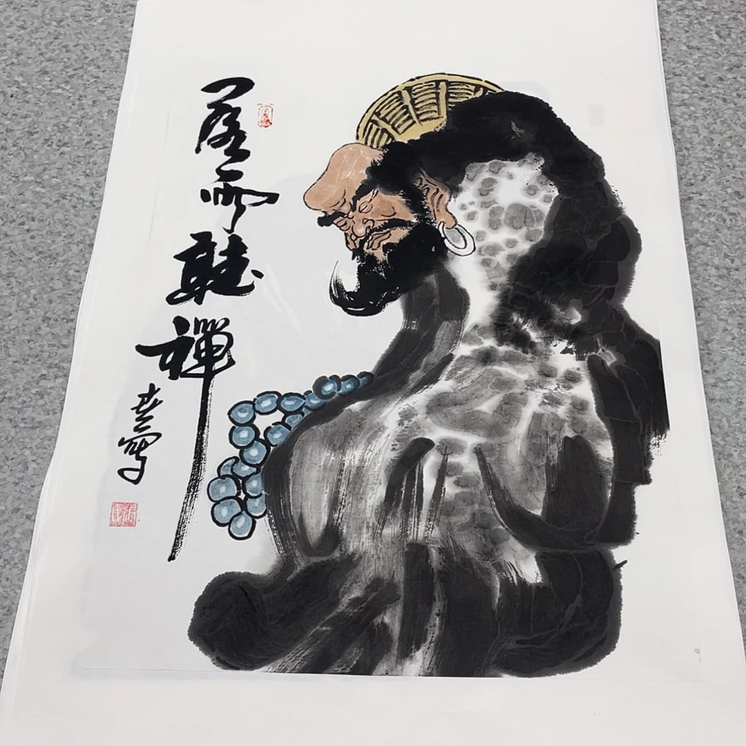国画1.4平尺纯手绘人物国画作品