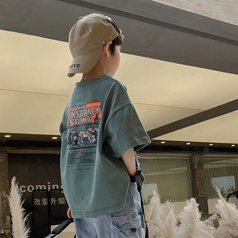 【100%纯棉】儿童T恤短袖2025年夏季新款中大童男童夏款男孩半袖潮T