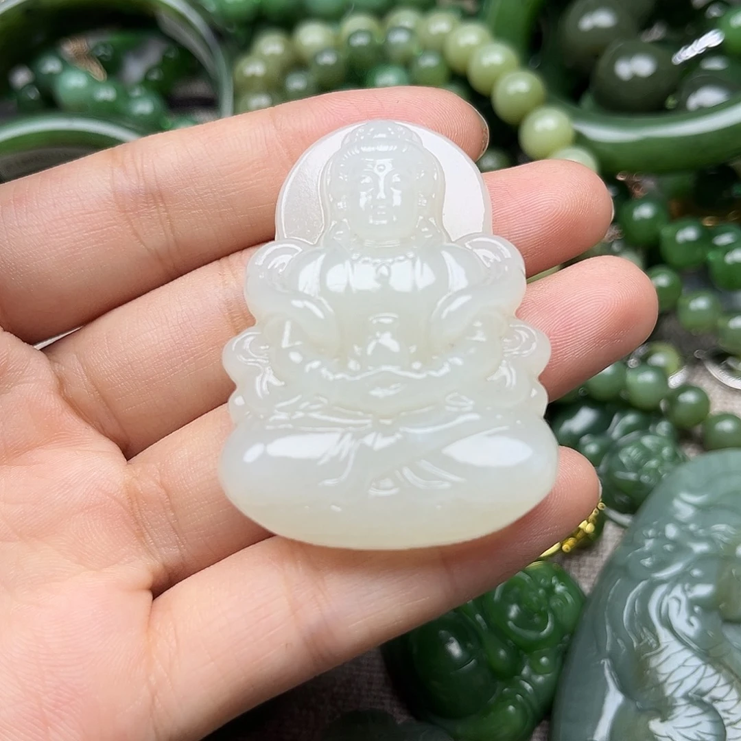 清****颈饰未镶嵌和田玉（白玉）