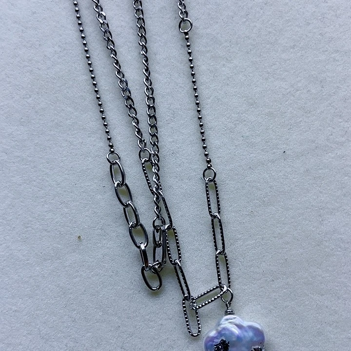 淡水珍珠胸饰银S925镶嵌