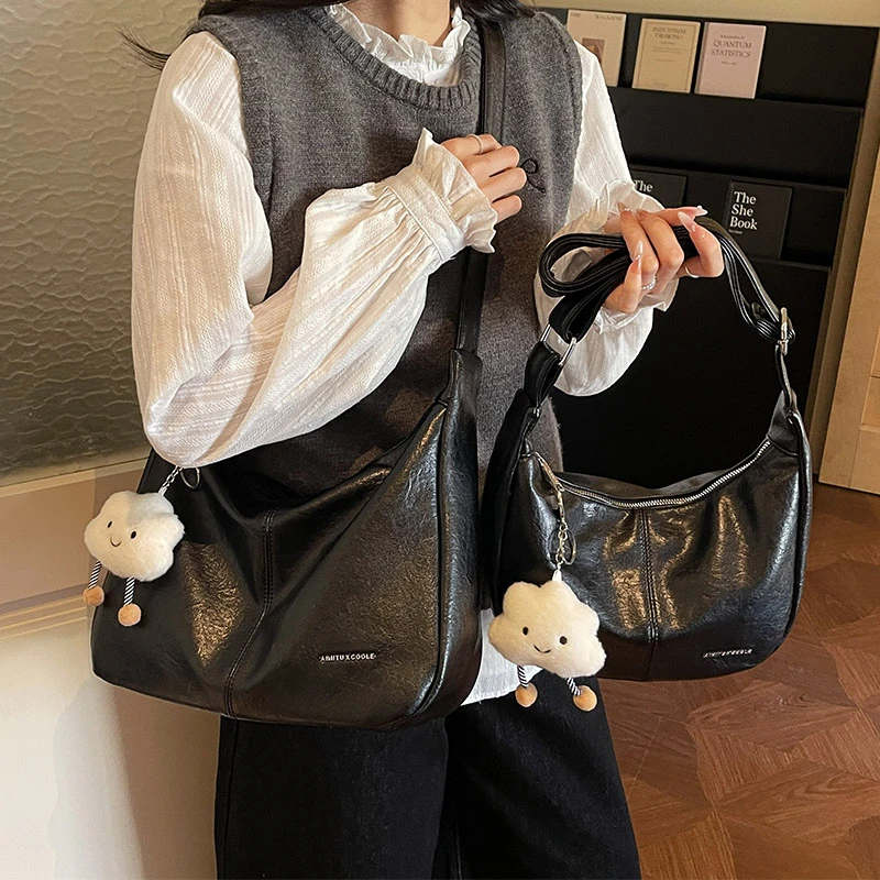 Aimitu2025新款简约纯色百搭潮流气质通勤洋气大容量单肩斜挎包