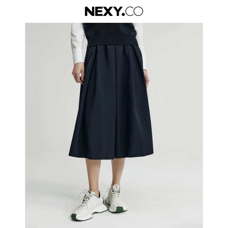 【晨粉专享价】NEXY.CO/奈蔻半裙|通勤职业|黑色|高定|XW01503Q7