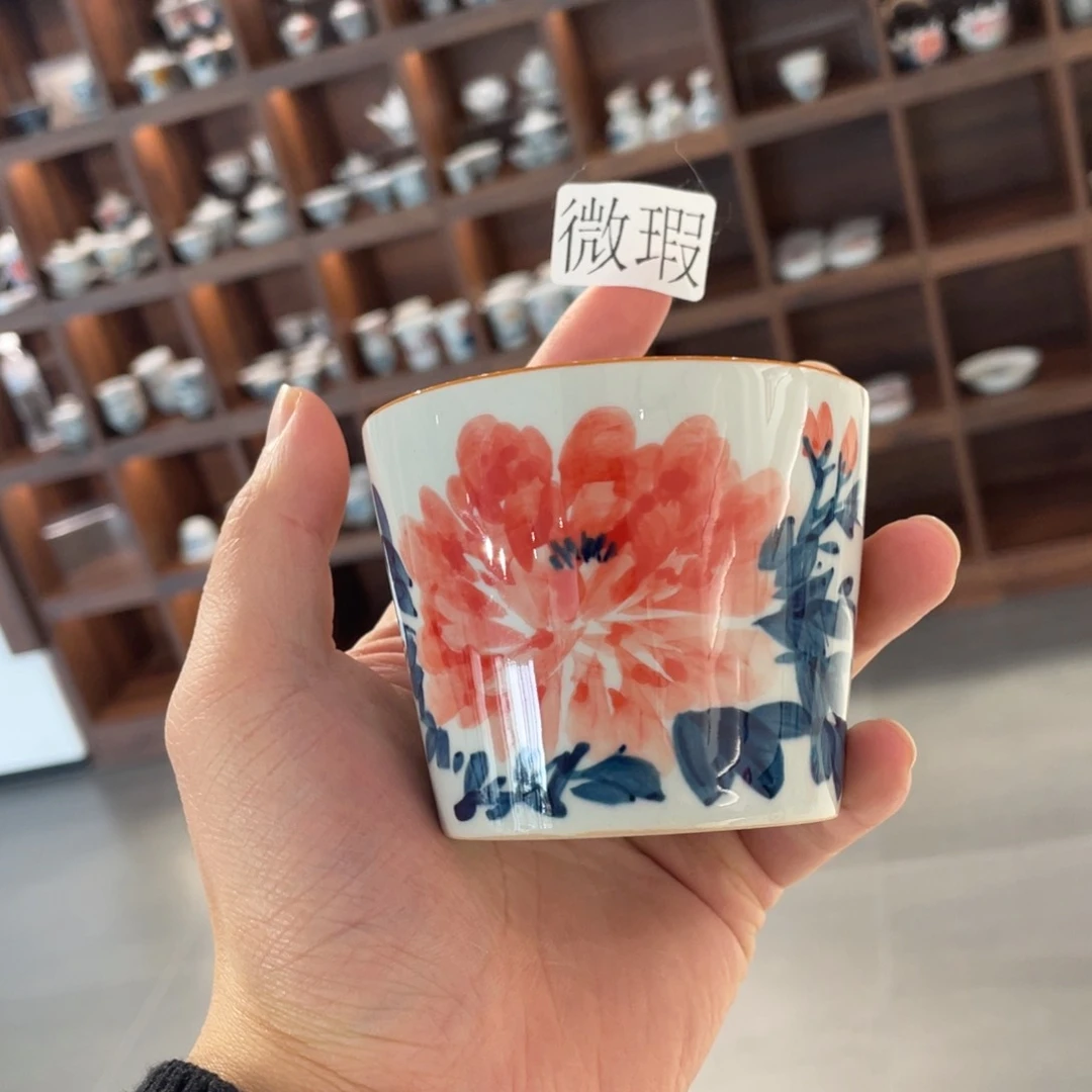 釉下手绘茶具微瑕
