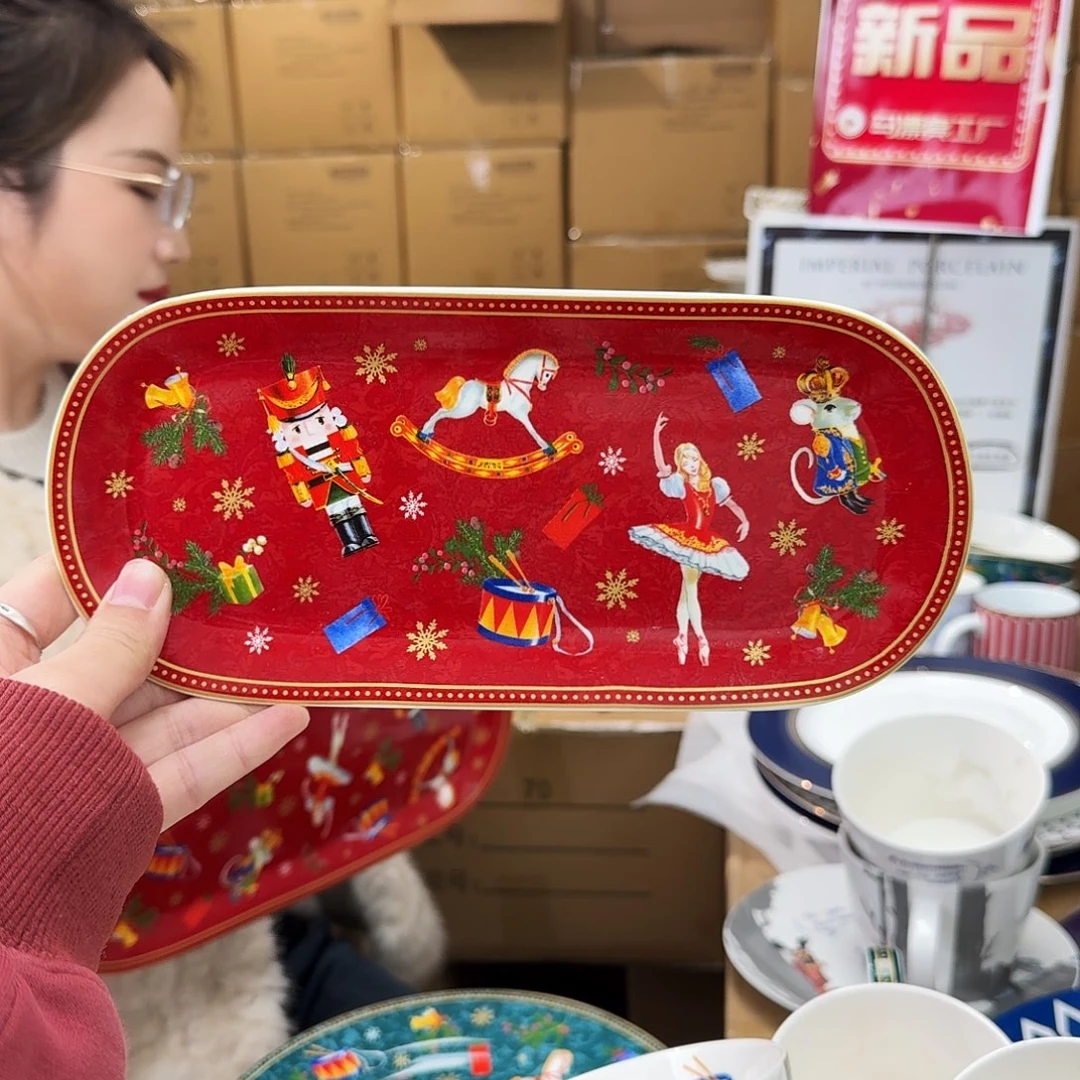 骨瓷骨瓷十英寸25cm长盘一只外贸骨瓷