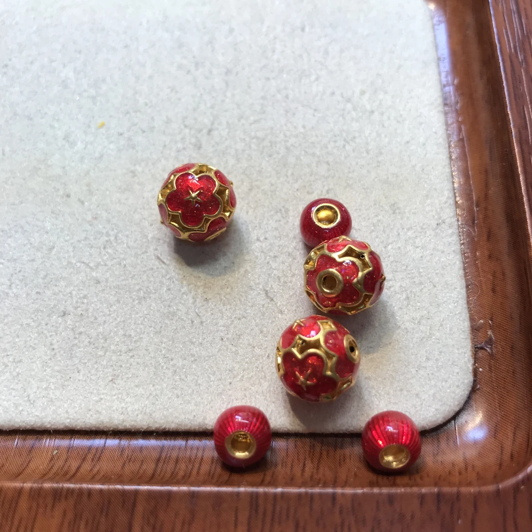 足金999中国红花转运珠