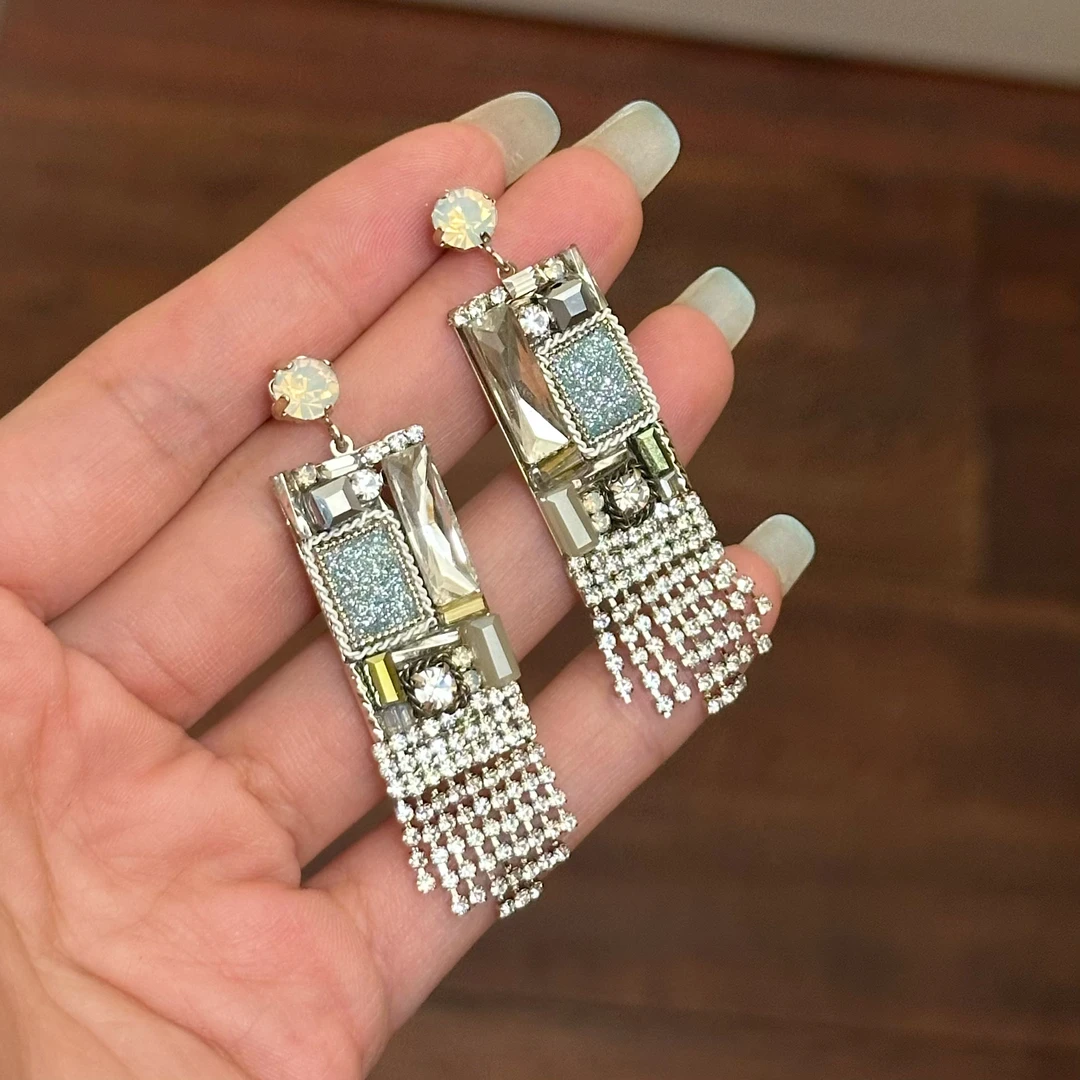 铜合金合成锆石耳饰 E0286 东大门定制高级手工流苏耳环