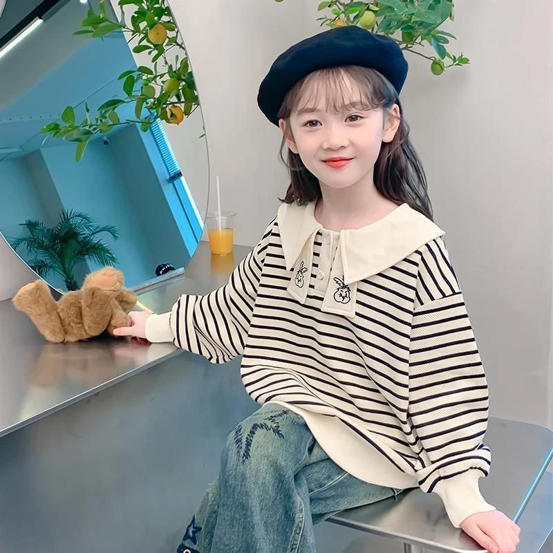 女童卫衣春秋款2025新款洋气儿童秋秋季POLO领上衣 ZK