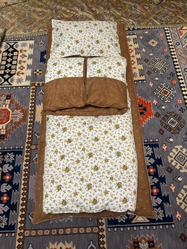 2025年小花三件套AB版 白咖啡色 不掉颜色 不缩水