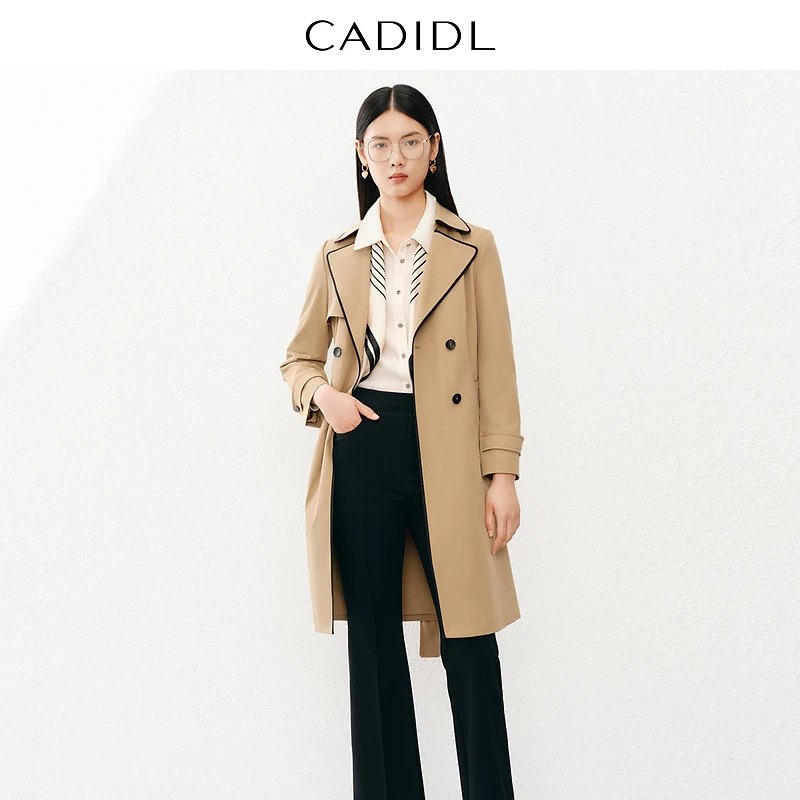 【CADIDL】女休闲风西装领收腰拼接中长款轻职风风衣CJ00355D1