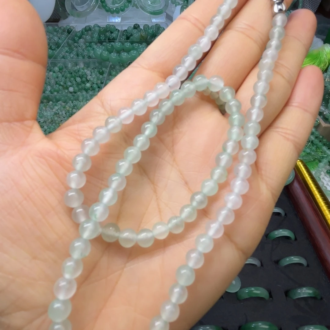 石英质玉（非洲翠）未镶嵌戒指  珠子  手镯白冰珠子项链