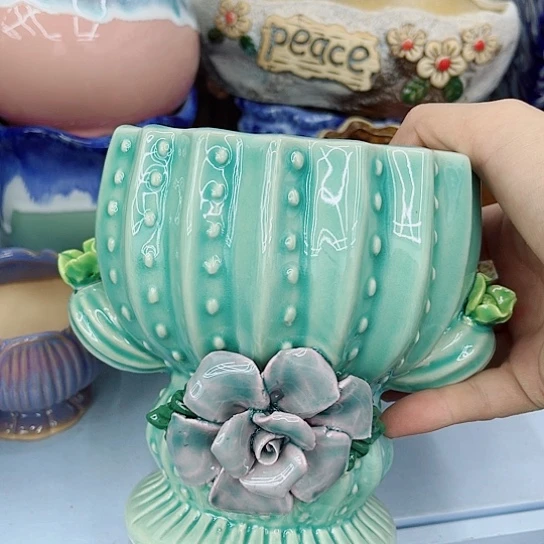 多肉绿植陶瓷花盆9.9包邮，有空