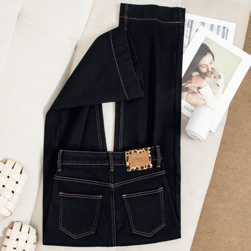 高腰阔腿牛仔裤女2025秋冬新款百搭直筒显瘦拖地裤女长裤7813