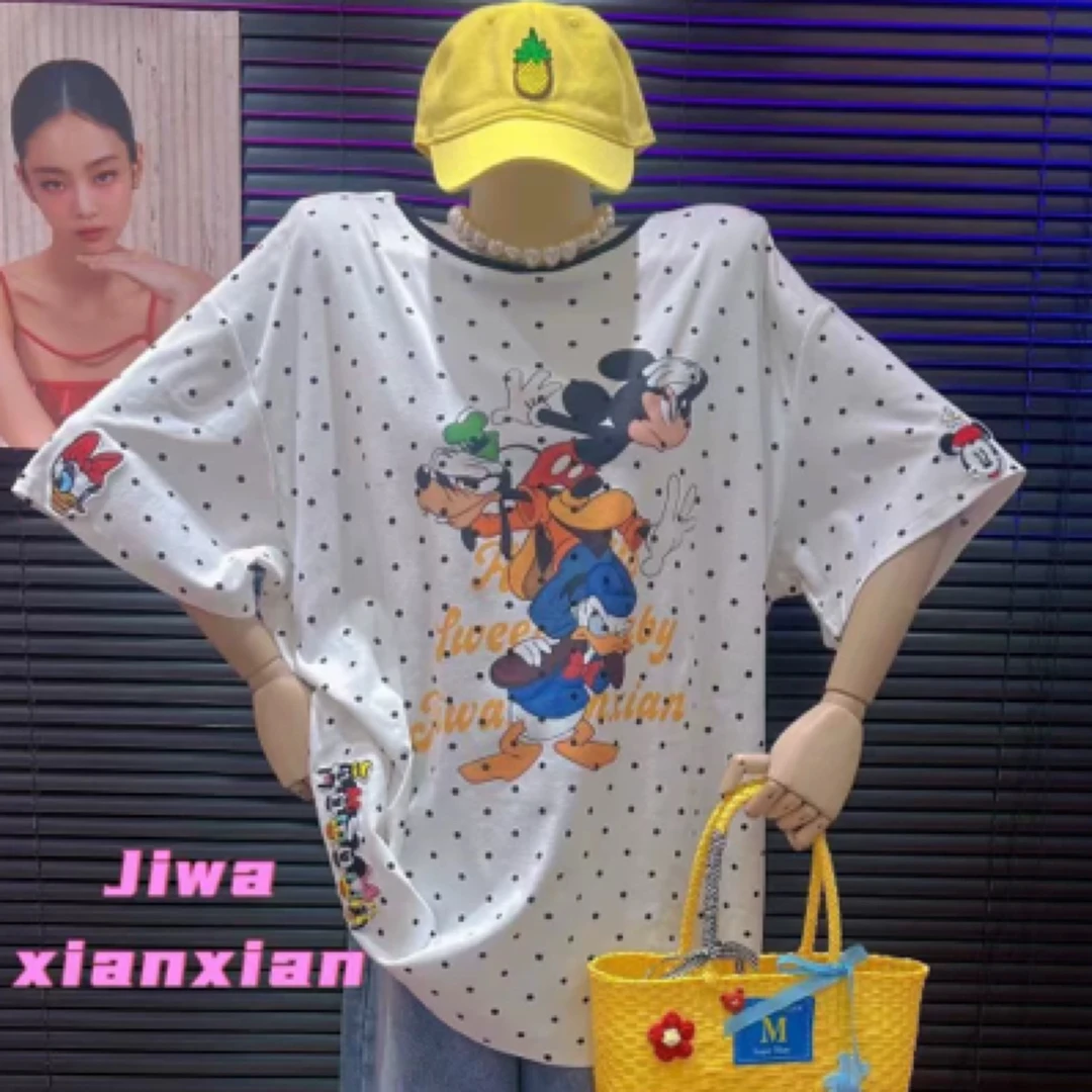 吉点点米奇家族印花T恤复古俏皮风宽松版舒适元气穿搭30205