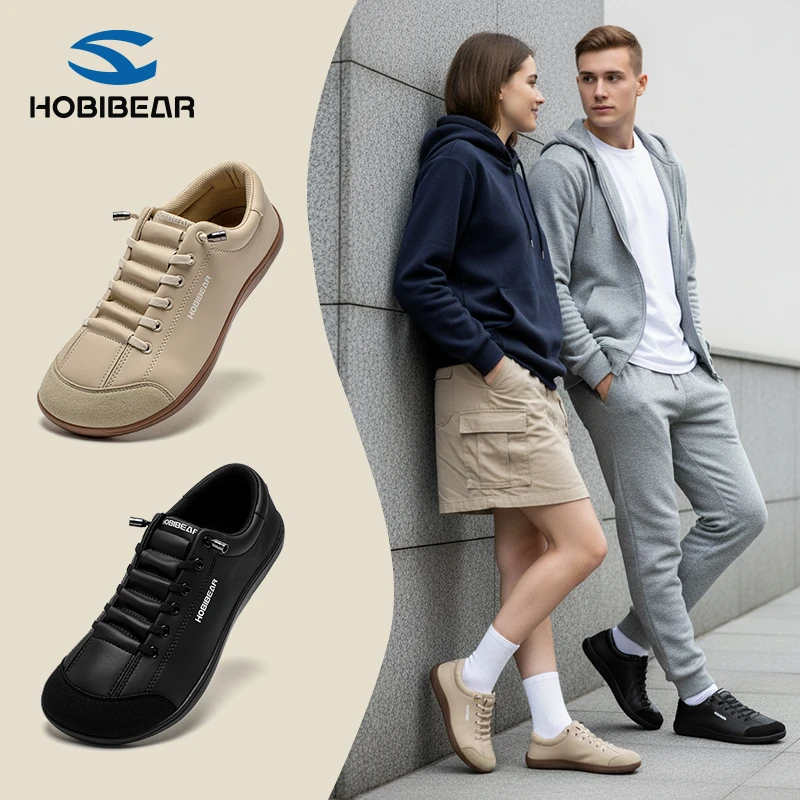 HOBIBEAR宽楦鞋一脚蹬2026秋冬新款情侣时尚休闲百搭大头宽头男鞋