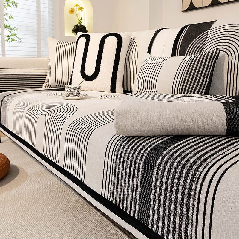 轻奢雪尼尔沙发垫2025新款高级感防滑皮沙发套罩四季通用坐垫