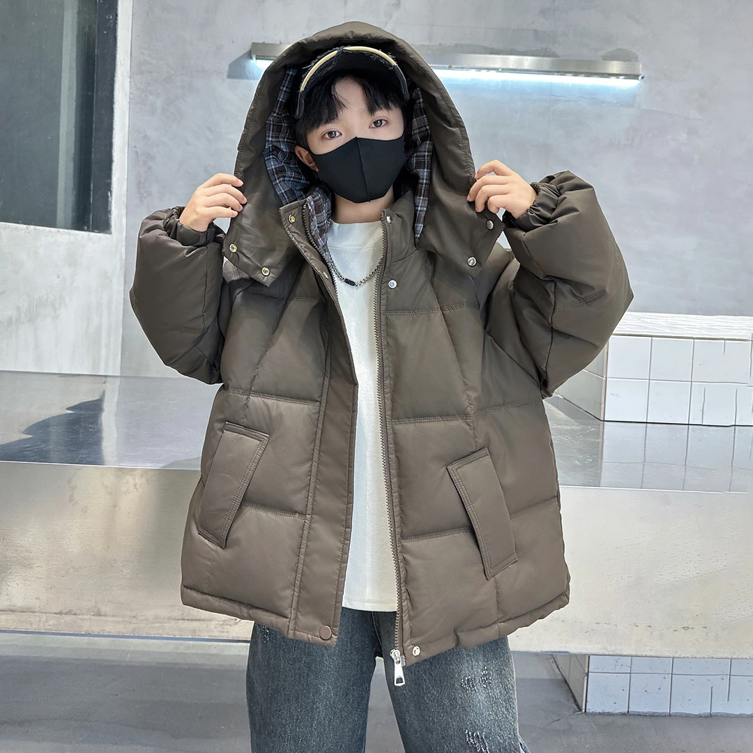 男童连帽加绒棉服冬季新款加厚保暖中大童免洗皮棉衣外套