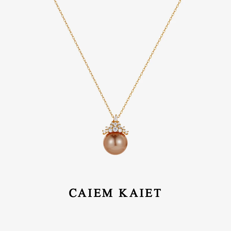 CAIEM KAIET 链子925银 冰雪女王项链女锆石皇冠珍珠吊坠锁骨链