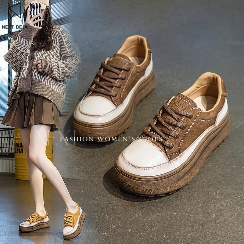 2025年新款真皮不累脚女鞋春秋季舒适厚底单鞋春款软底软面小皮鞋