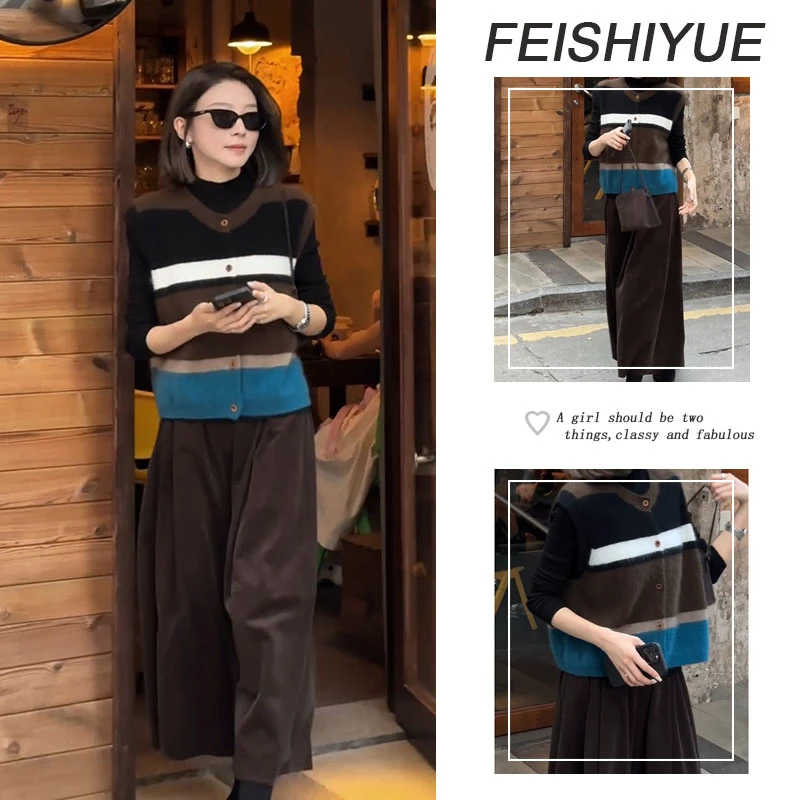 秋季穿搭一整套女2025新款百搭上衣单排扣马夹时尚休闲裤三件套