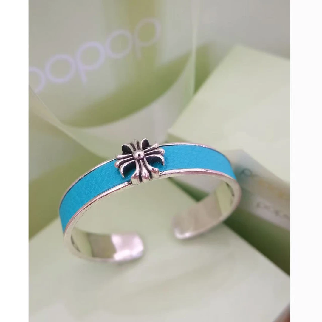 铜合金合成锆石手镯 小众设计蓝色ins手镯48384