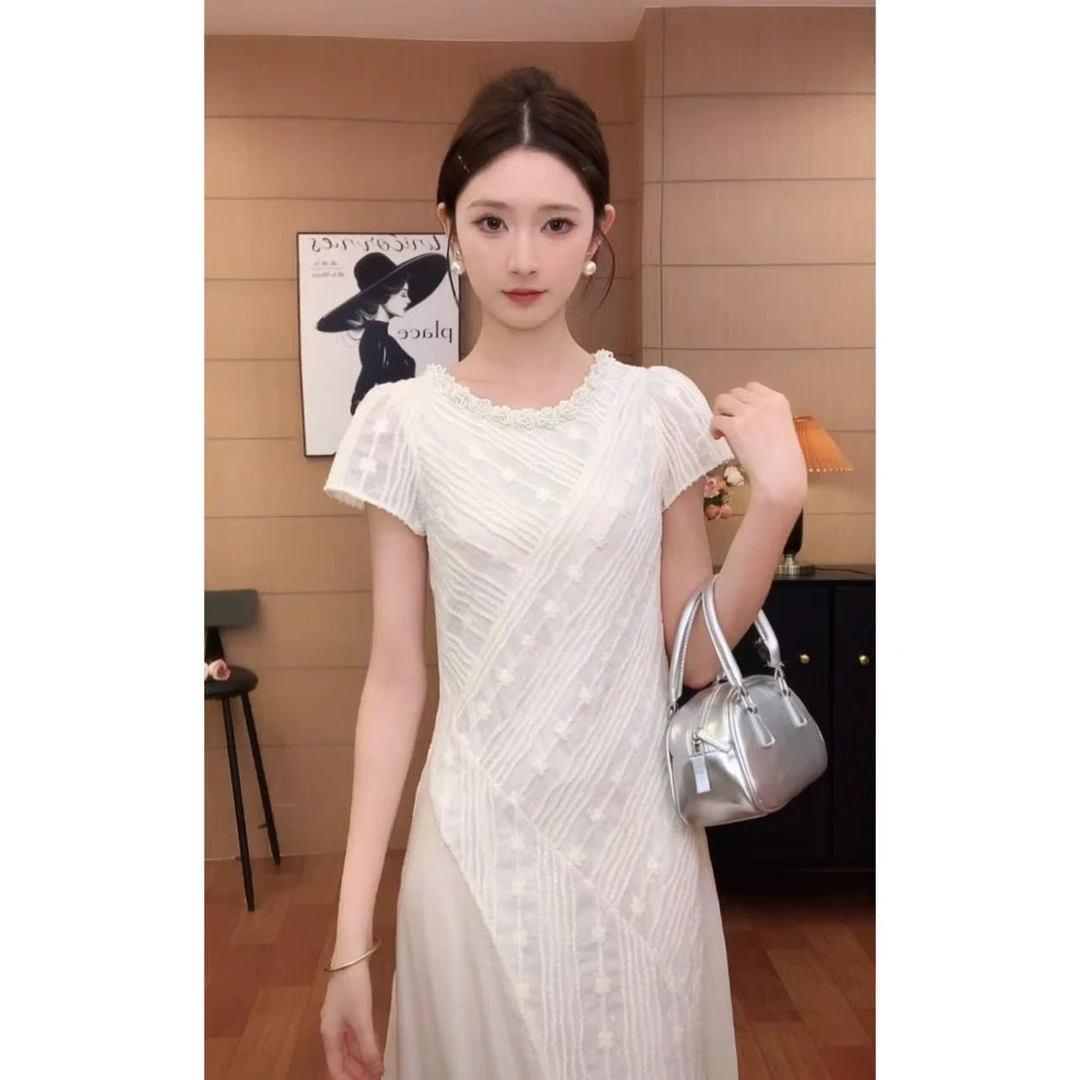 【涂涂&GERTC】云绡 夏季蕾丝显瘦气质时尚法式连衣裙 GC252L1031